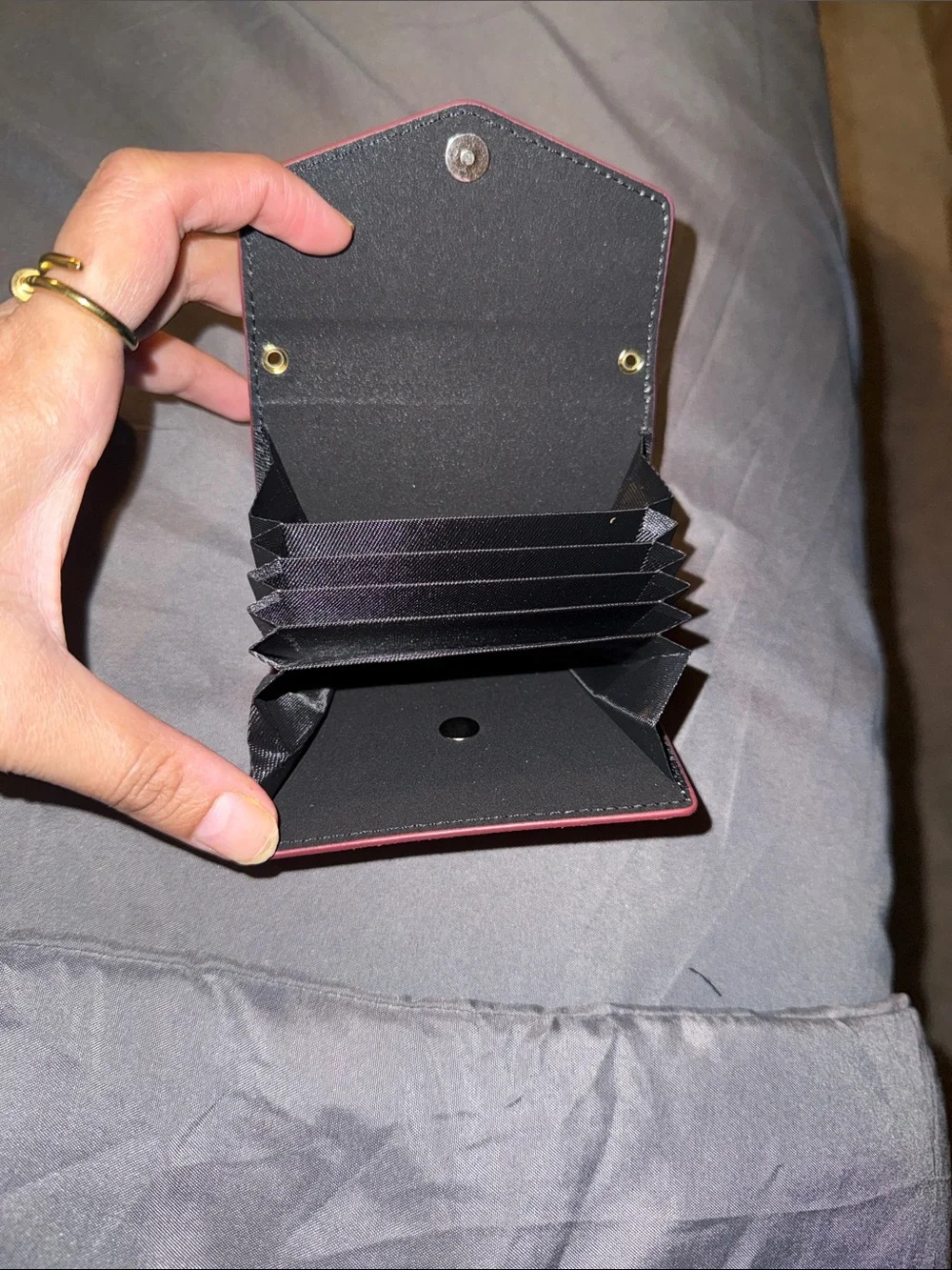 Plaid Envelope Card Wallet in Beige and Black